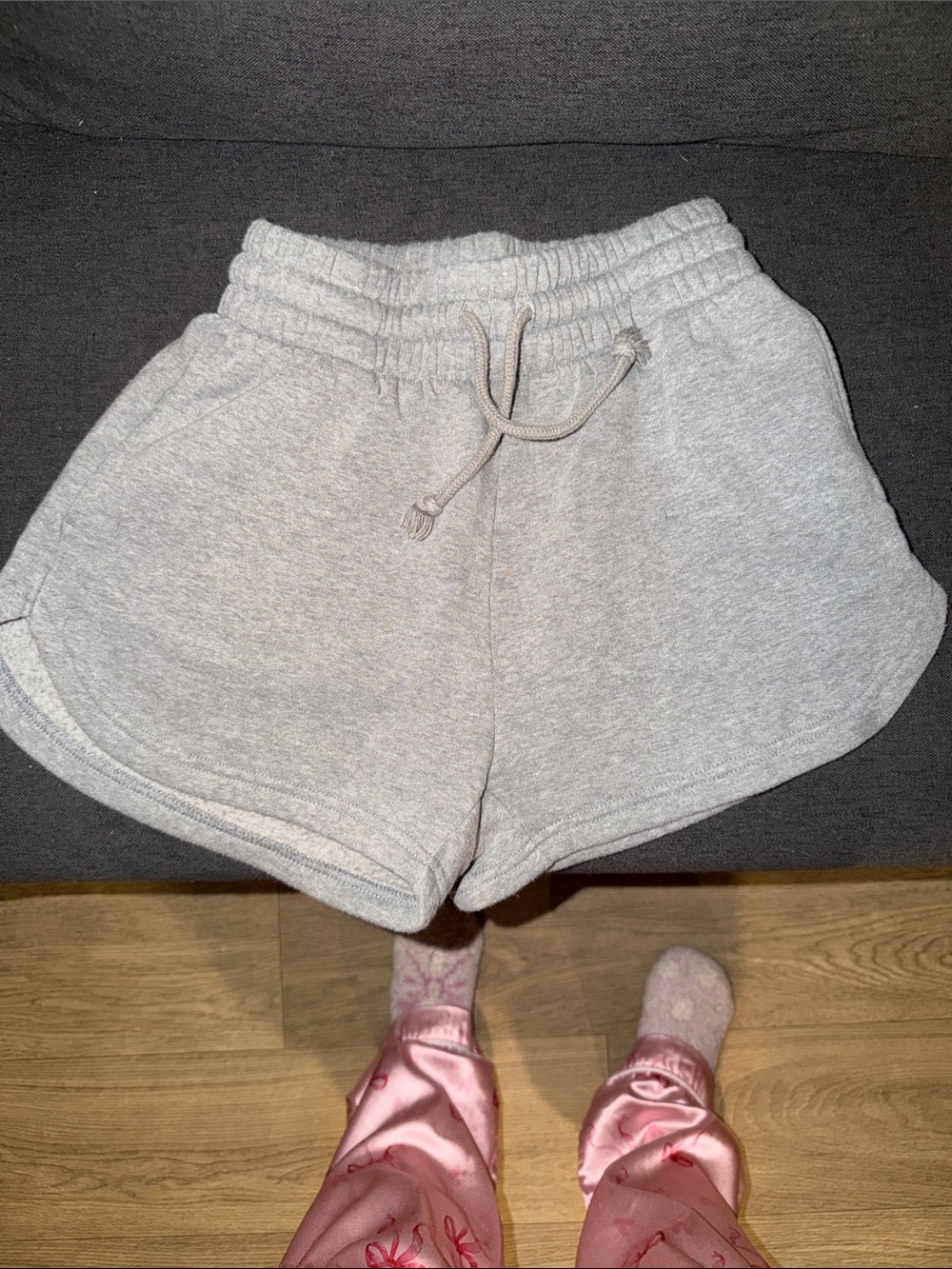 Women's Gray Drawstring Lounge Shorts